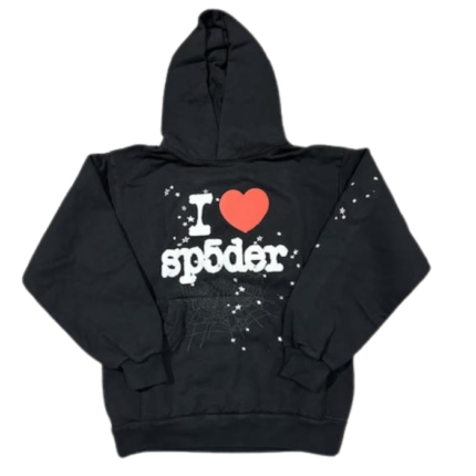 "I Love Sp5der" Hoodie in Black, featuring a bold and stylish design for a comfortable and trendy addition to your casual wardrobe.